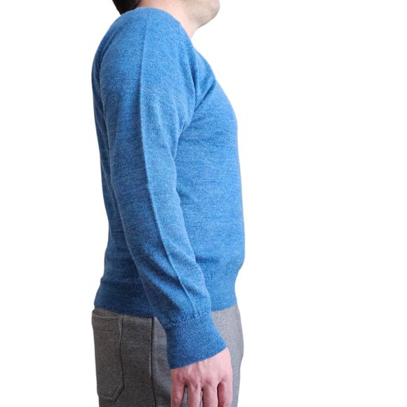 NWT SOL ALPACA PERUVIAN Men's  Sweater Blue Crew Neck- 100 % Baby Alpaca - Picture 2 of 6